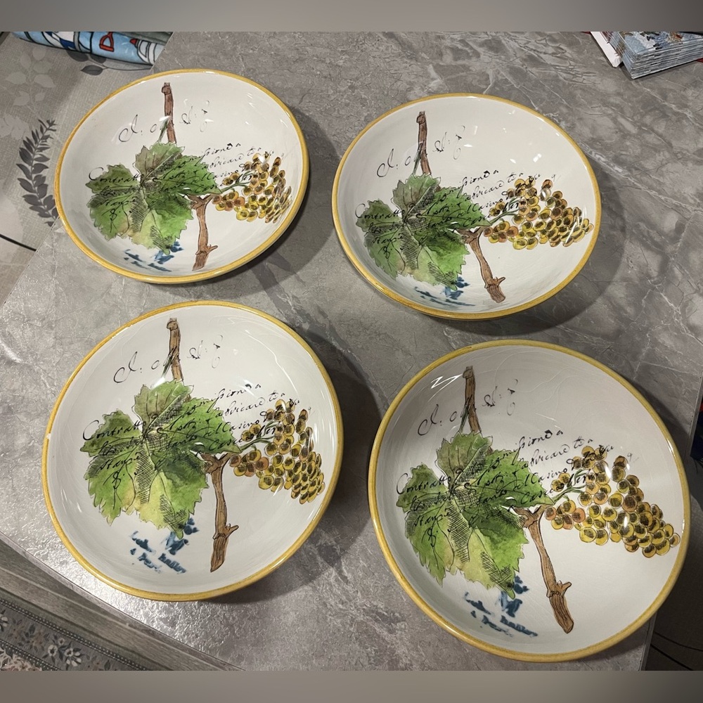 Ceramica Cuore Bowl with Grape Pattern Set(4)